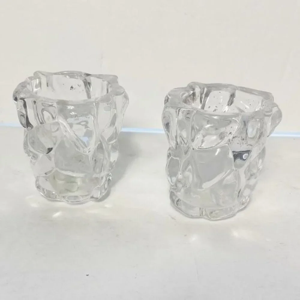 Partylite Glacier Lights Votive Candle Holders Set Of 2 Clear Glass Retired